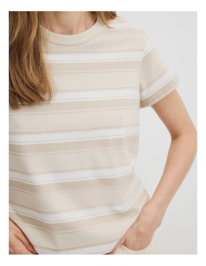 Australian Cotton Stripe Baby T-shirt in Neutral Stripe image 2