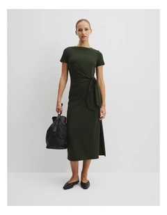 Tie Side Dress in Moss Green