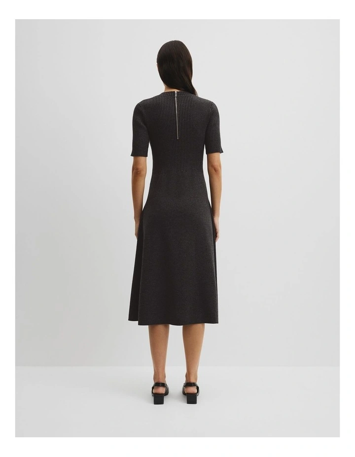 Compact Knit Midi Dress in Charcoal Marle image 4