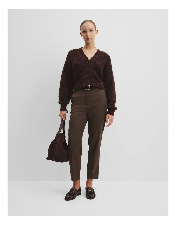 Long Sleeve Fluffy Knit Cardigan in Cocoa Bean image 3