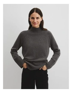 Merino Funnel Neck Knit in Charcoal Marle