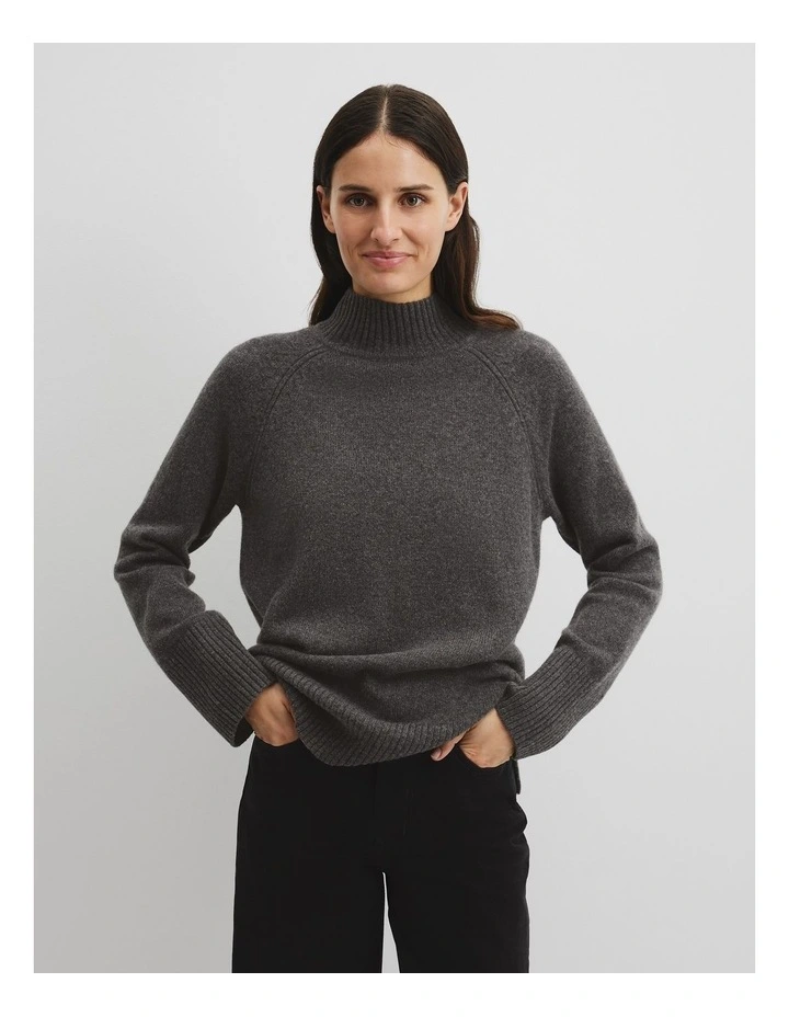 Merino Funnel Neck Knit in Charcoal Marle image 1