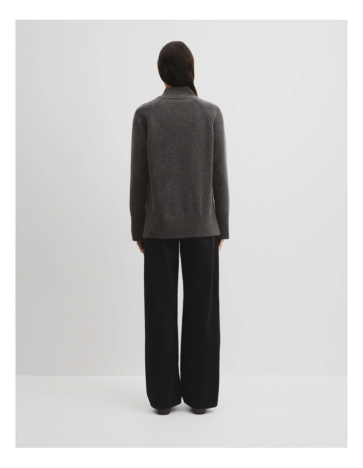 Merino Funnel Neck Knit in Charcoal Marle image 5
