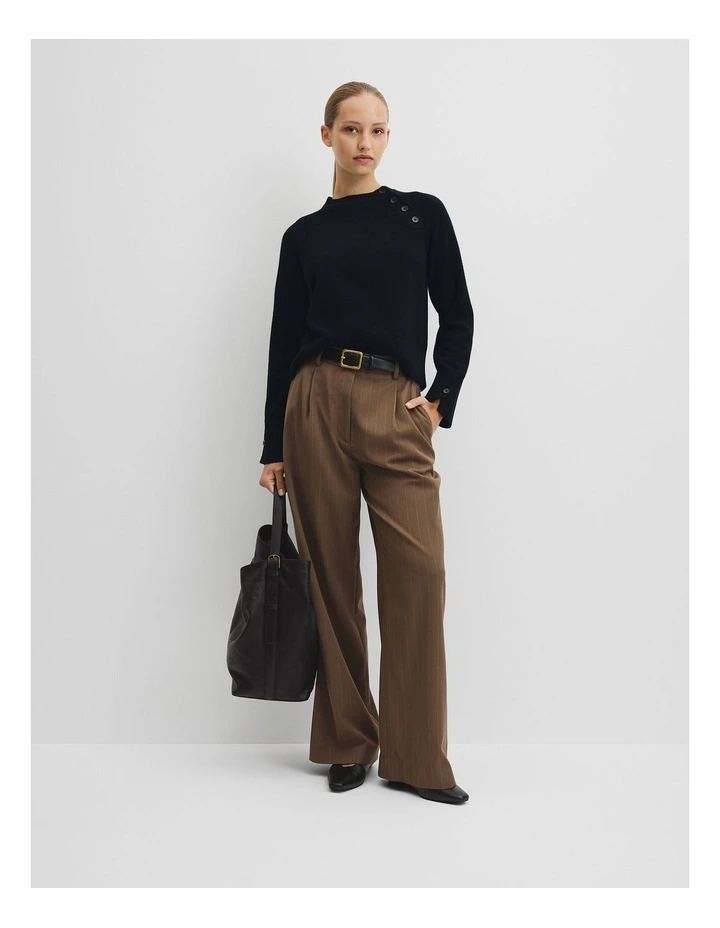 Button Neck Knit in Black image 3