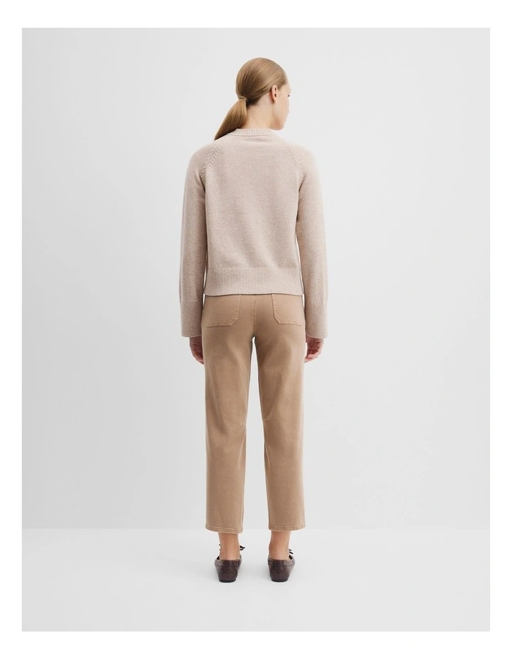 Button Neck Knit in Camel Marle image 4