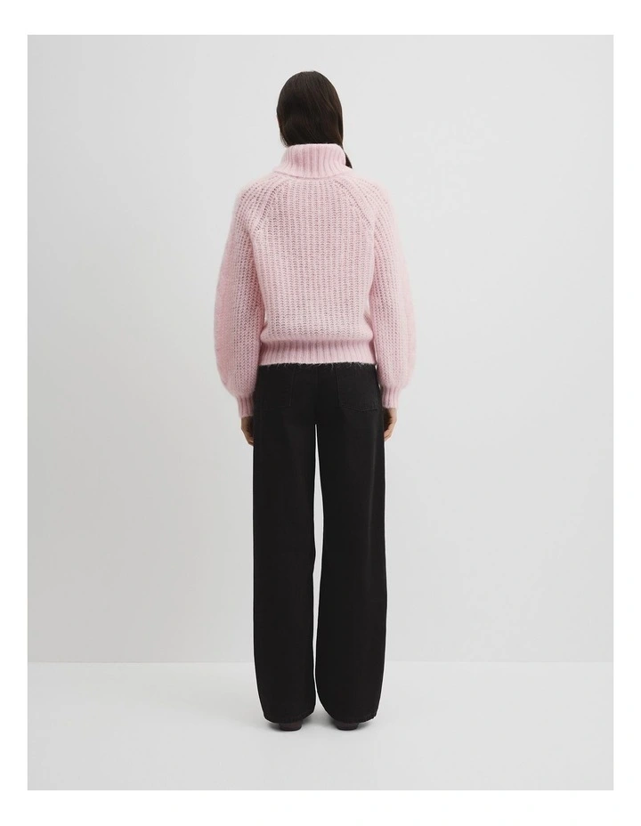 Lofty Merino Wool Funnel Neck Knit in Ice Pink image 4