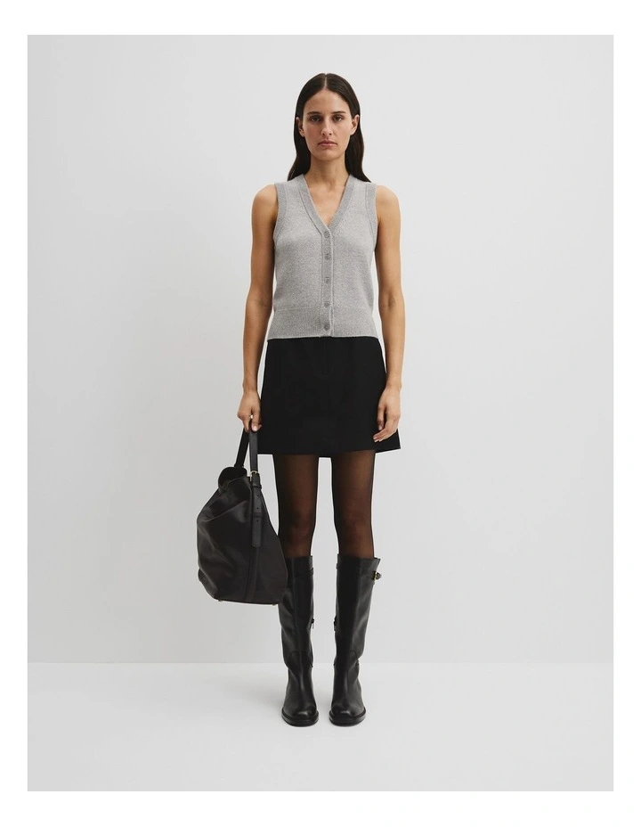 Cotton Cash Knit Vest in Grey Marle image 3