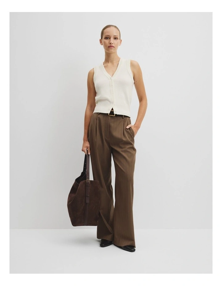 Cotton Cash Knit Vest in Antique White image 3