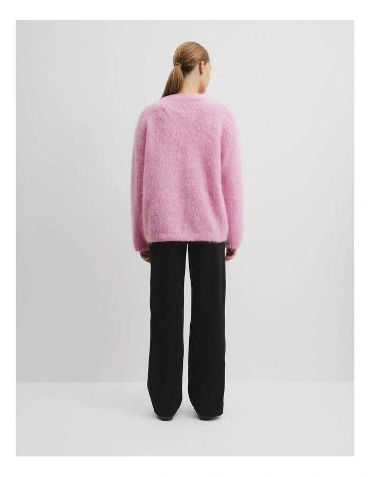 Long Sleeve Fluffy Crew Knit in Orchid Pink image 4