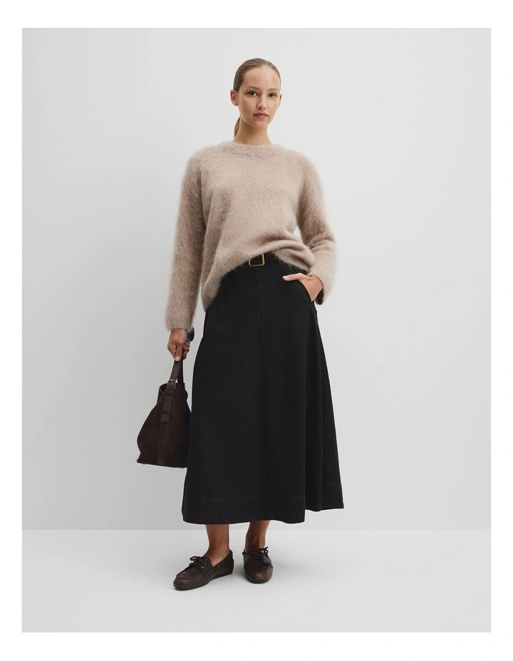 Long Sleeve Fluffy Crew Knit in Stone Taupe image 2