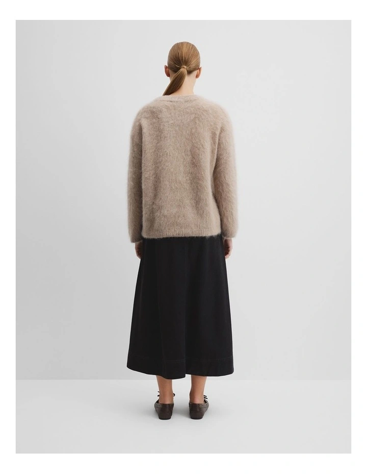 Long Sleeve Fluffy Crew Knit in Stone Taupe image 4