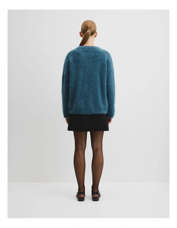 Long Sleeve Fluffy Crew Knit in Deep Teal image 4