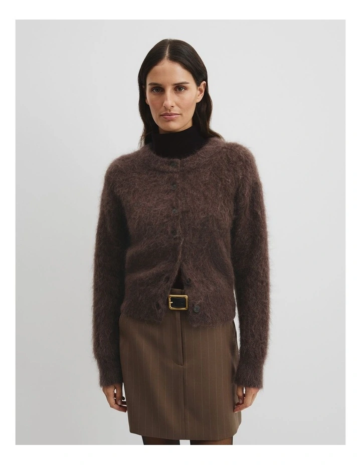 Long Sleeve Fluffy Cardigan in Cocoa Bean image 1