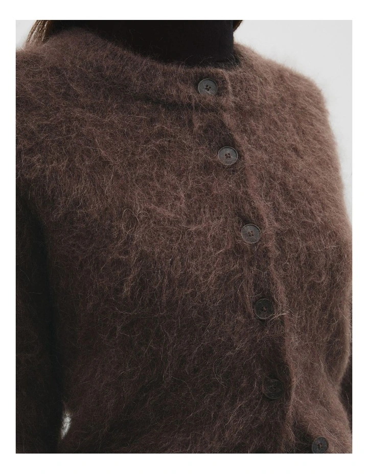 Long Sleeve Fluffy Cardigan in Cocoa Bean image 3