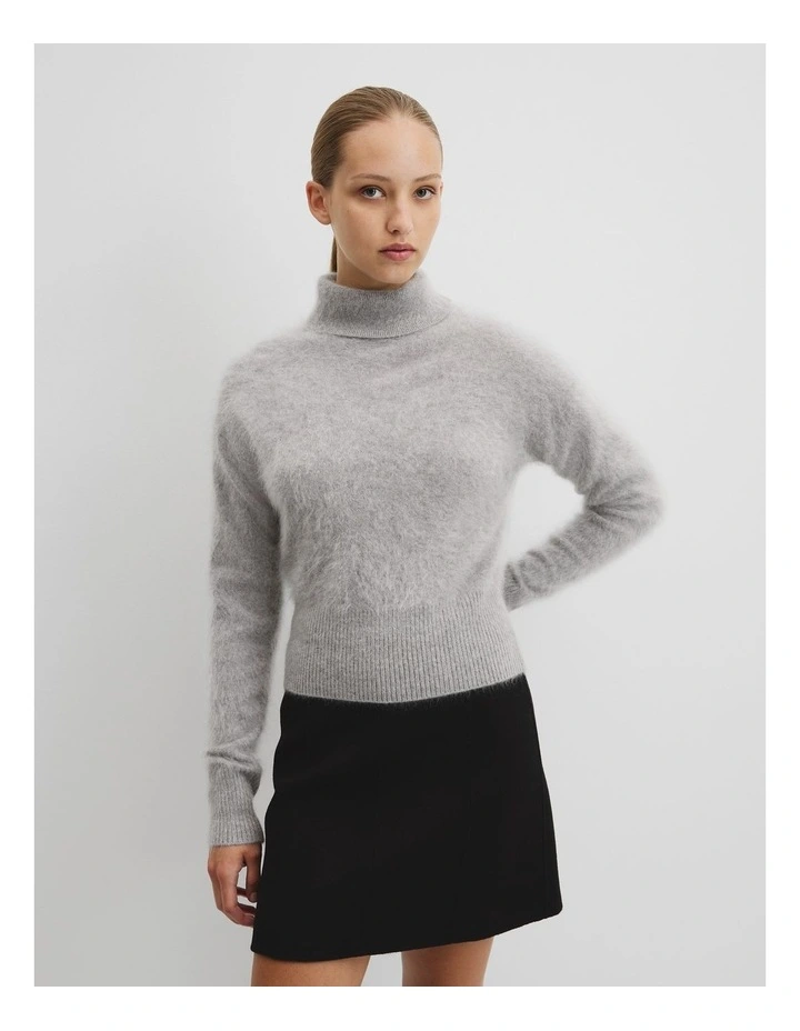 Cashmere Roll Neck Knit in Grey Marle image 1