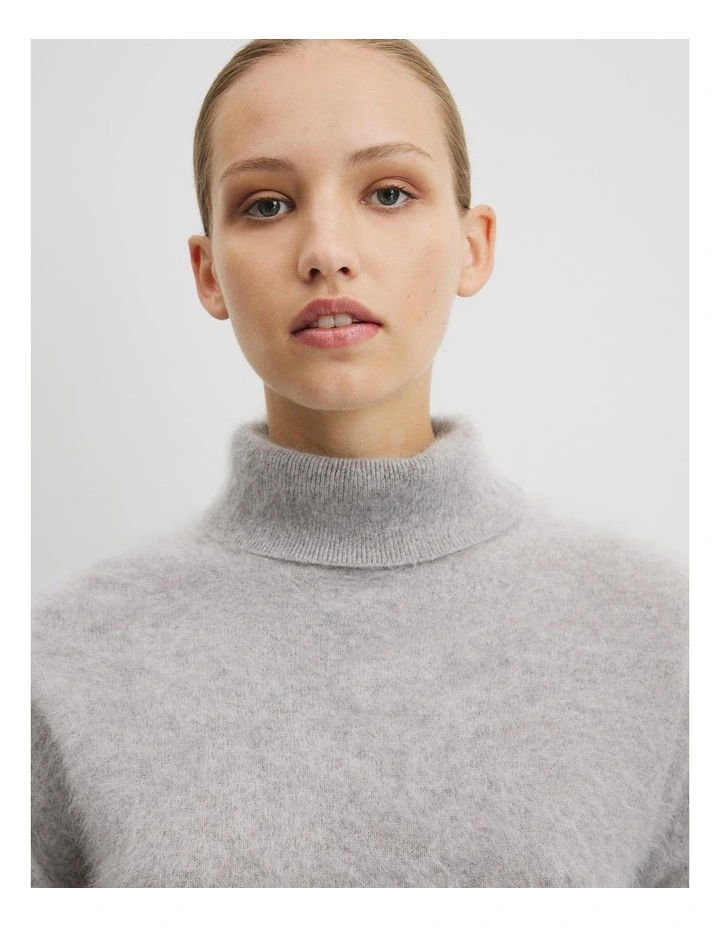 Cashmere Roll Neck Knit in Grey Marle image 3