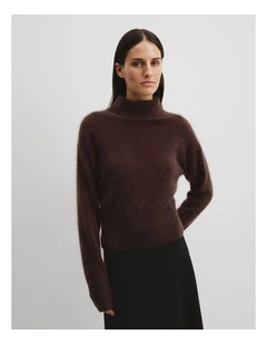 Cashmere Roll Neck Knit in Cocoa Bean