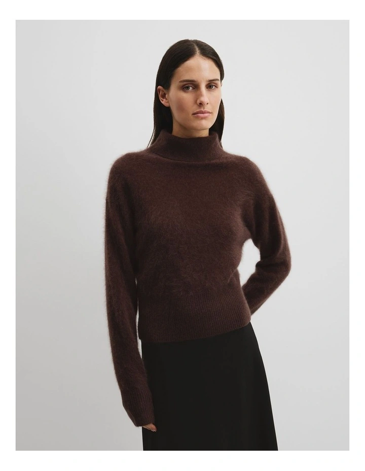 Cashmere Roll Neck Knit in Cocoa Bean image 1