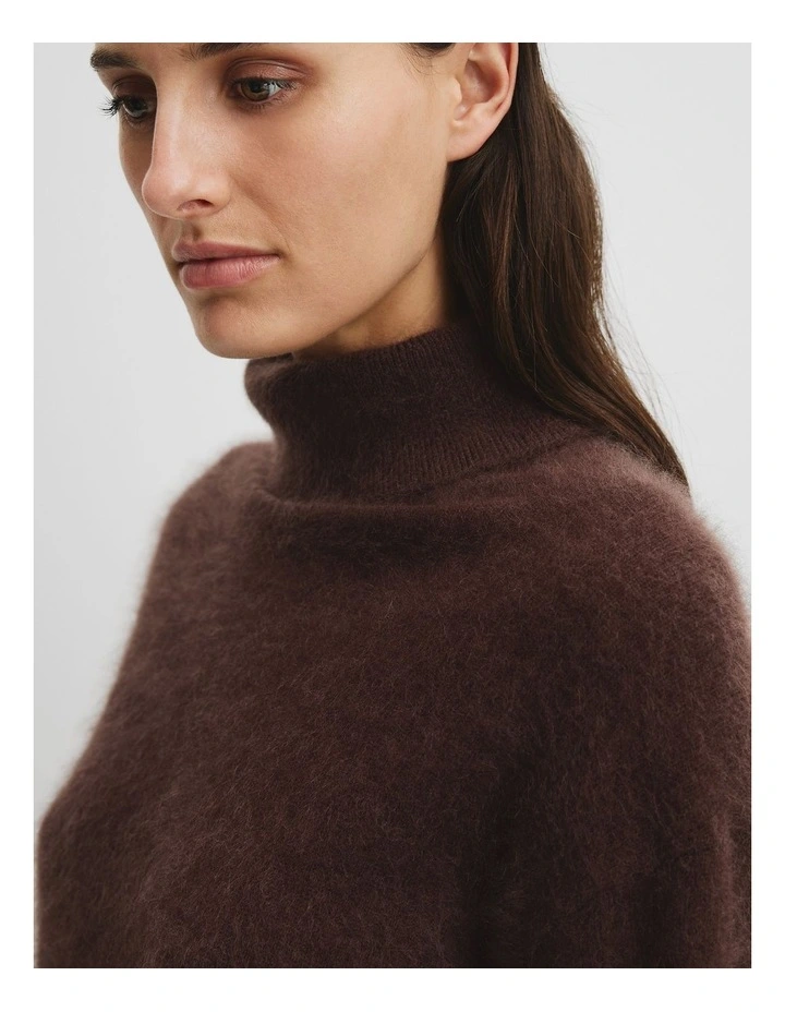 Cashmere Roll Neck Knit in Cocoa Bean image 2