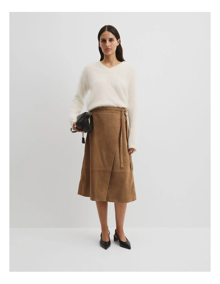 Cashmere V-neck Knit in Bone image 2