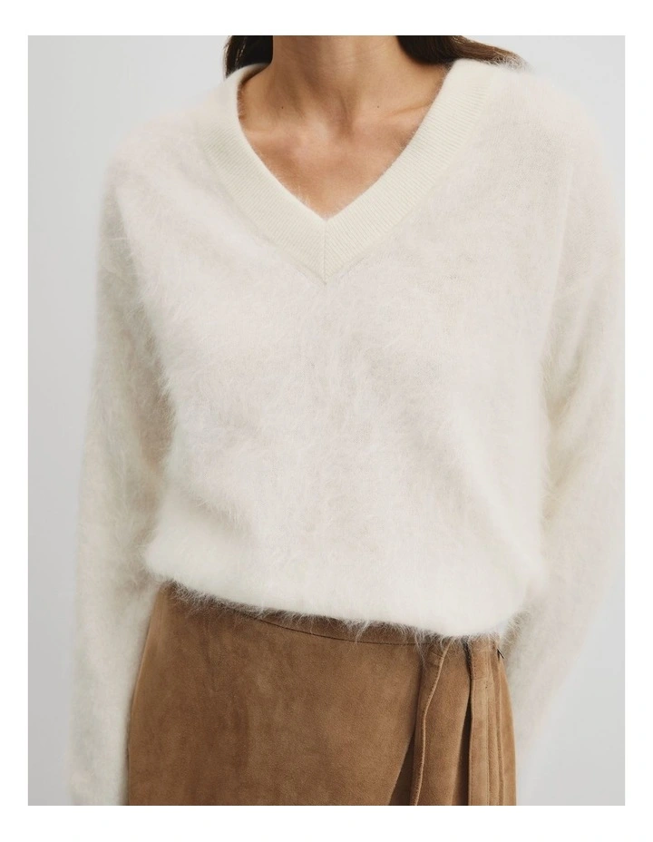 Cashmere V-neck Knit in Bone image 3