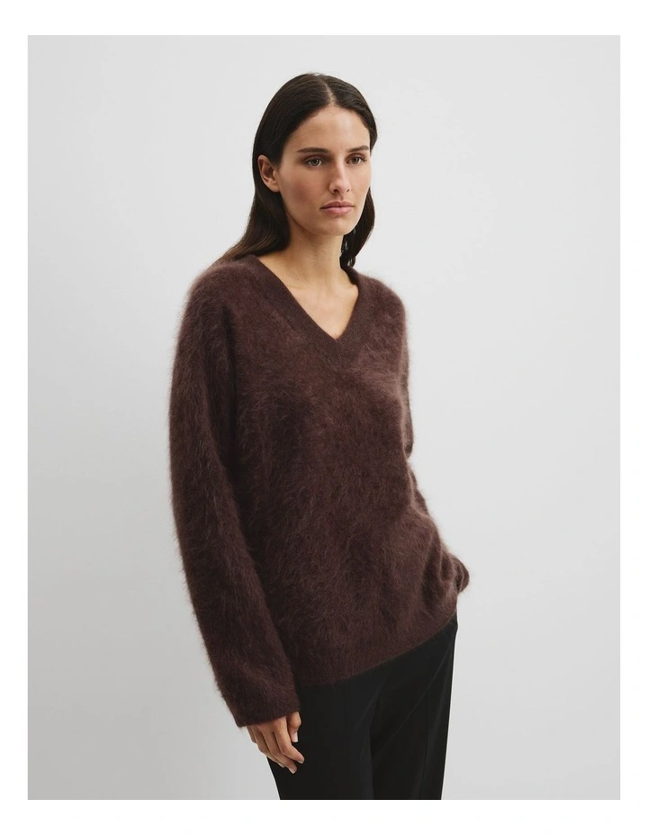 Cashmere V-neck Knit in Cocoa Bean image 1