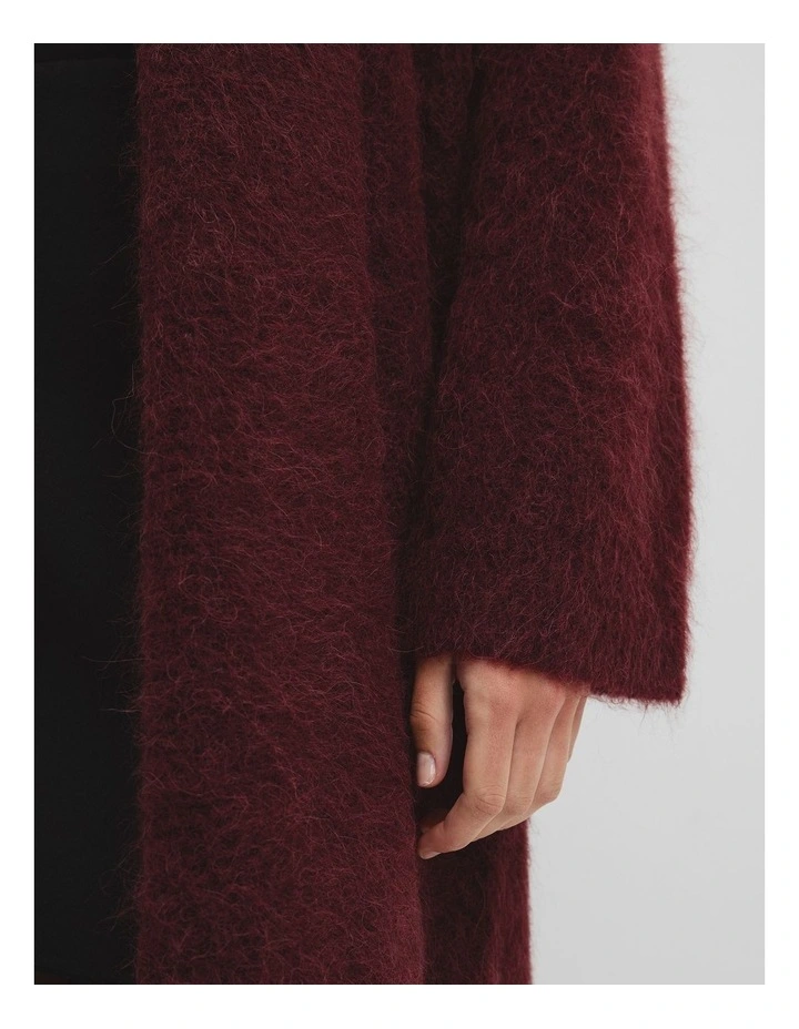 Fluffy Longline Cardigan in Mulberry image 2
