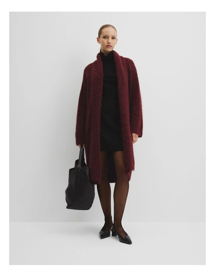 Fluffy Longline Cardigan in Mulberry image 3
