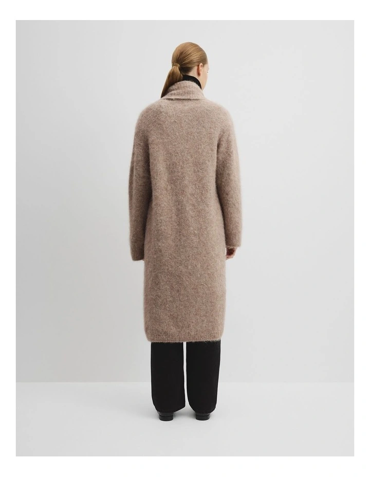 Fluffy Longline Cardigan in Camel Marle image 4