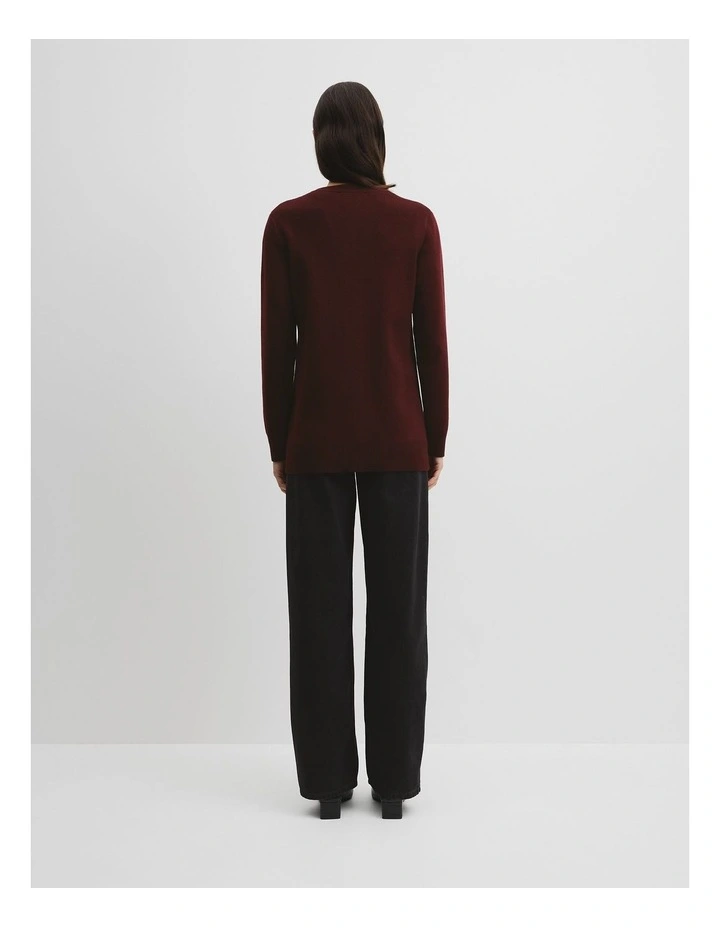 Compact Wool Longline Cardigan in Mulberry image 4