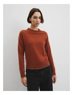 Tipped Crew Neck Knit in Redwood