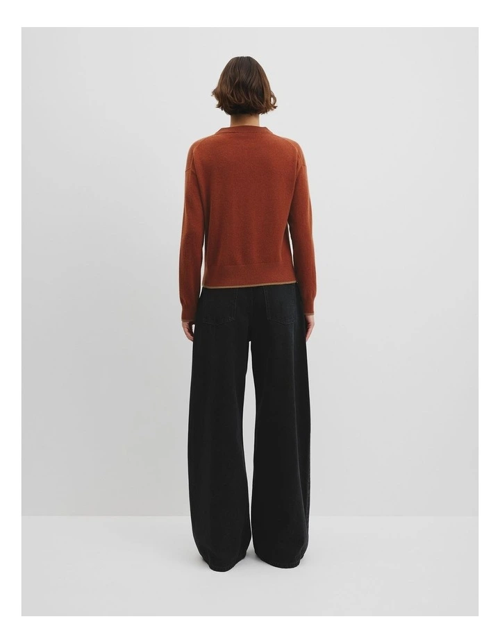 Tipped Crew Neck Knit in Redwood image 4