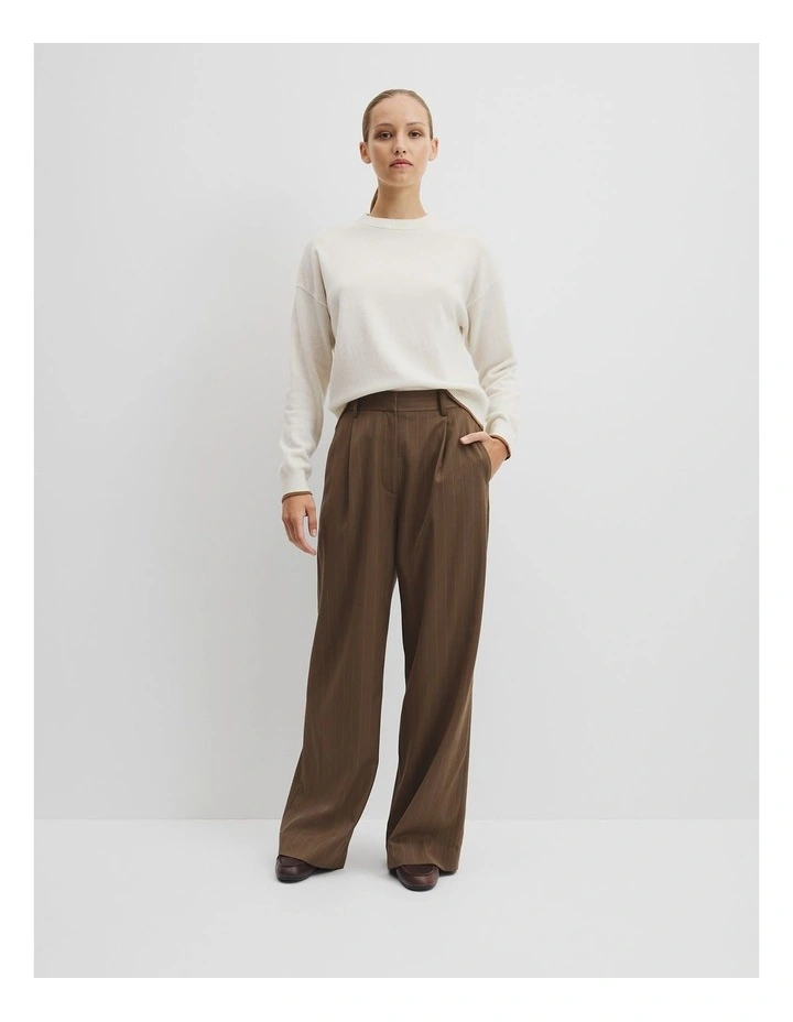Tipped Crew Neck Knit in Winter White image 1