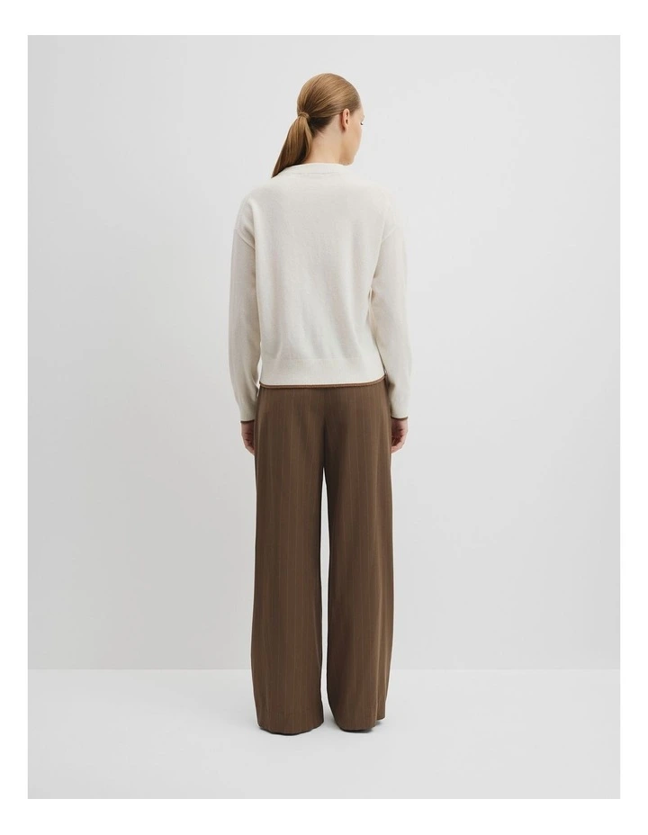 Tipped Crew Neck Knit in Winter White image 4