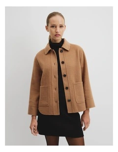 Wool Blend Lightweight Jacket in Soft Camel