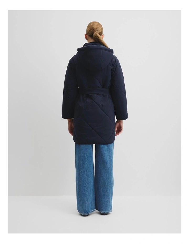 Longline Puffer Coat in Navy image 4