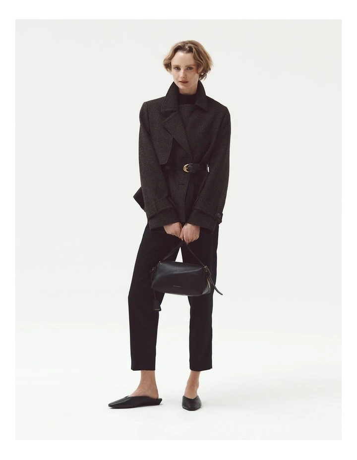 Check Wool Trench in Brown Check image 2