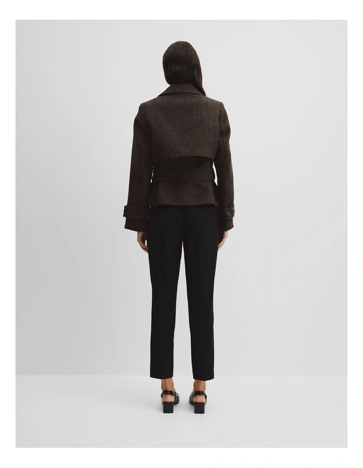 Check Wool Trench in Brown Check image 5