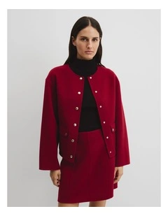 Soft Button Jacket in Deep Red