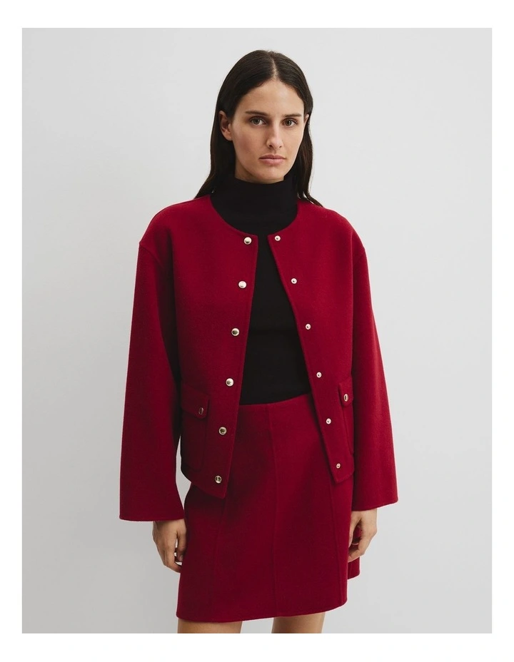 Soft Button Jacket in Deep Red image 1