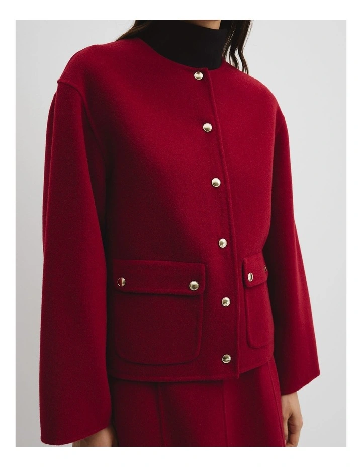 Soft Button Jacket in Deep Red image 3