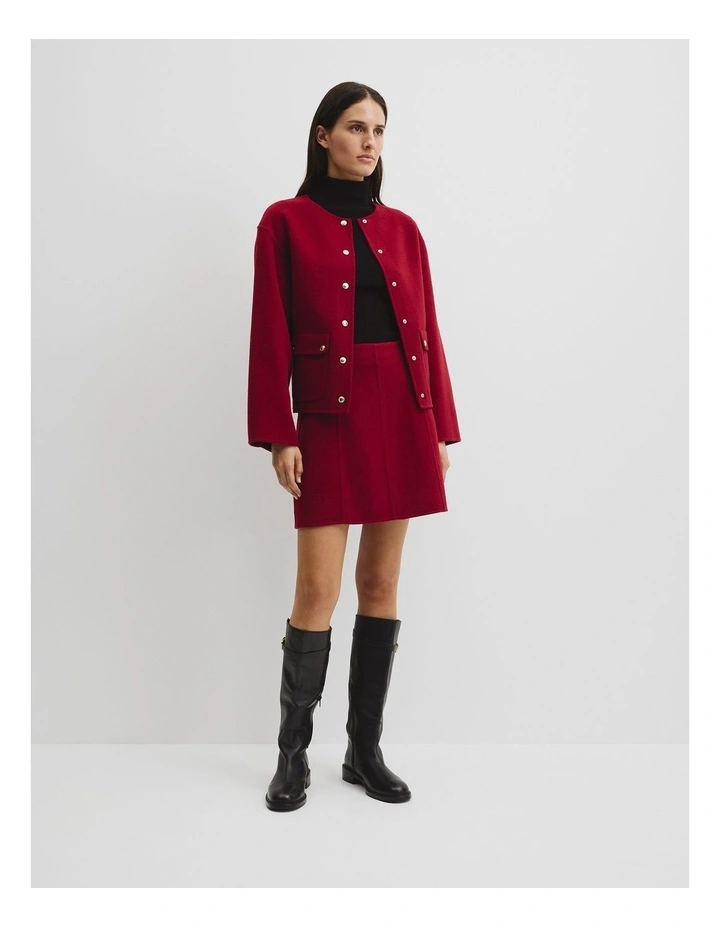 Soft Button Jacket in Deep Red image 4