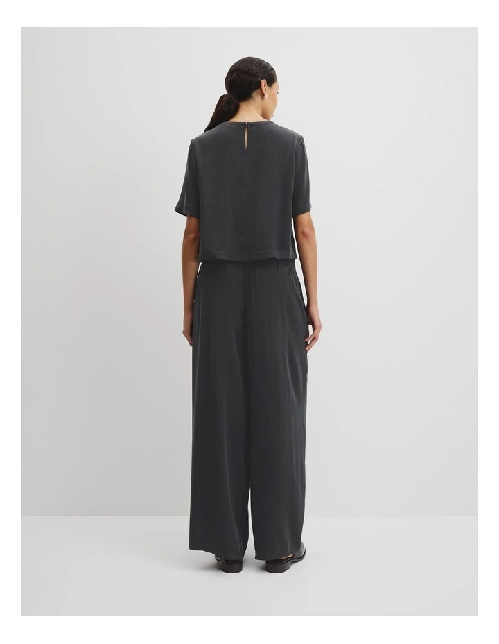 Short Sleeve Cupro Woven T-shirt in Black image 4