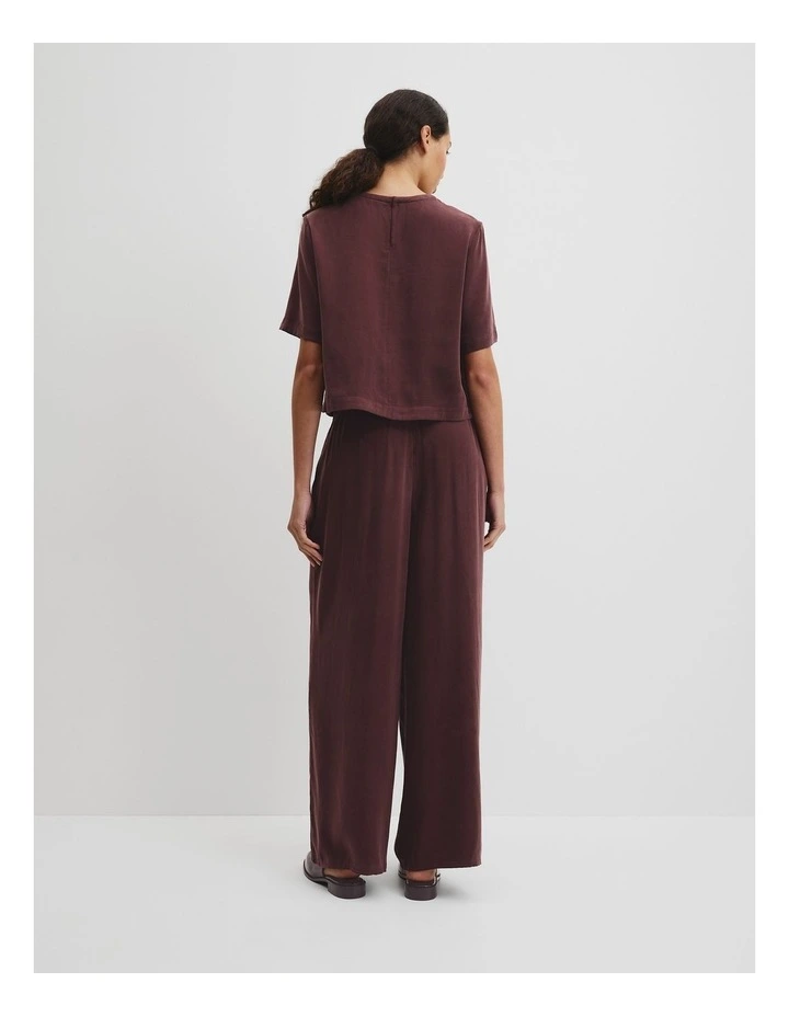 Short Sleeve Cupro Woven T-shirt in Plum image 4