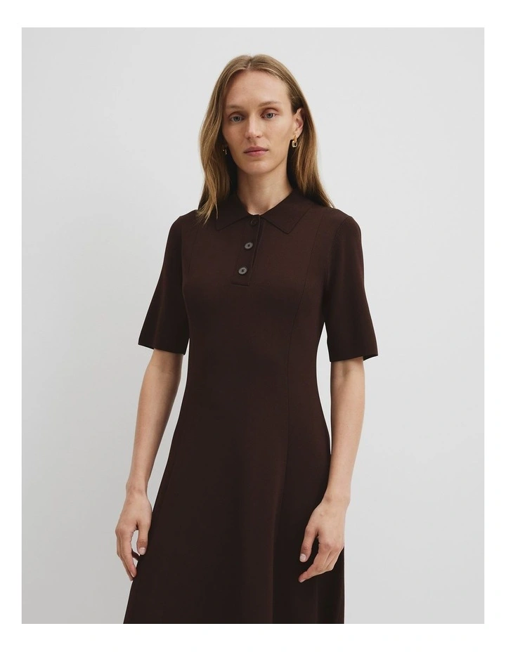 Compact Knit Midi Dress in Cocoa Bean image 1