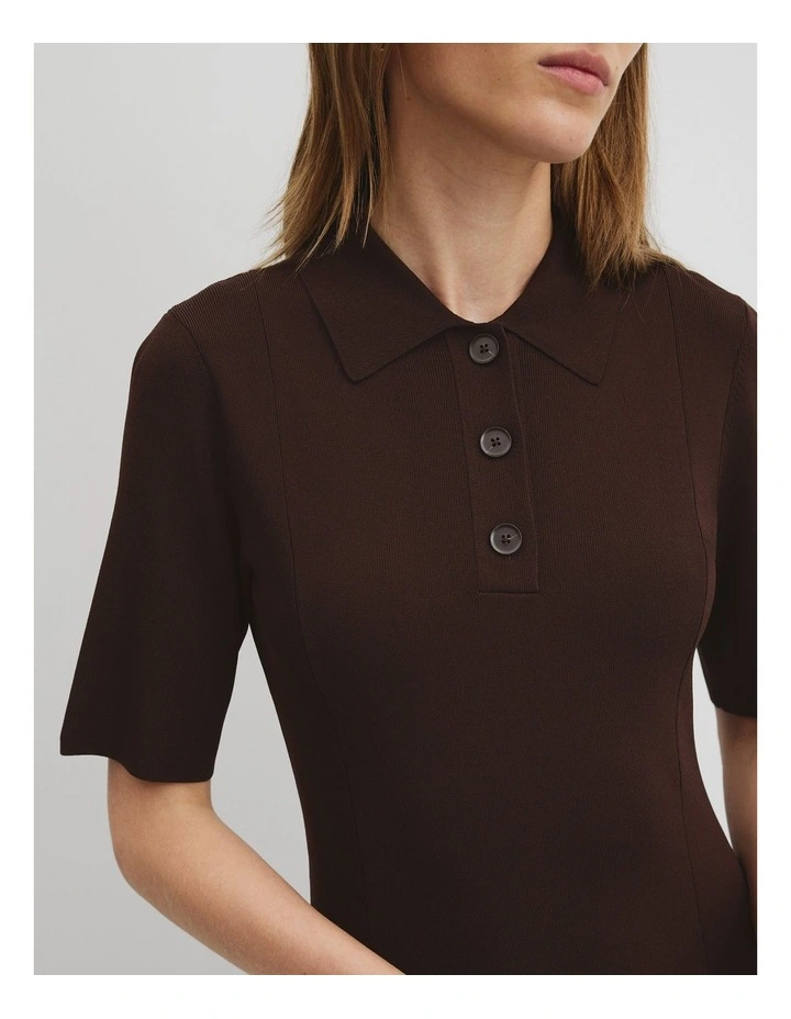 Compact Knit Midi Dress in Cocoa Bean image 2