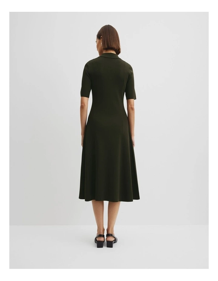 Compact Knit Midi Dress in Moss Green image 4