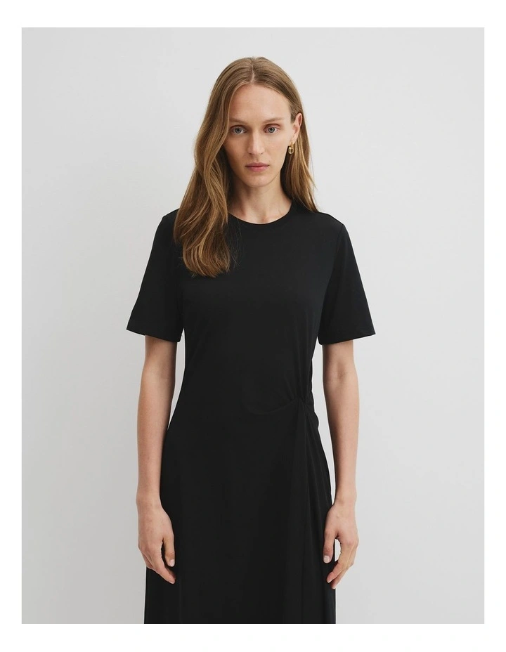 Twist Jersey Dress in Black image 1
