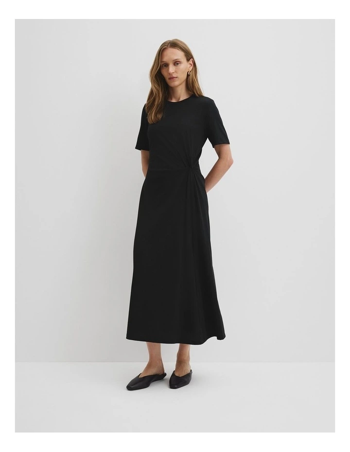 Twist Jersey Dress in Black image 2
