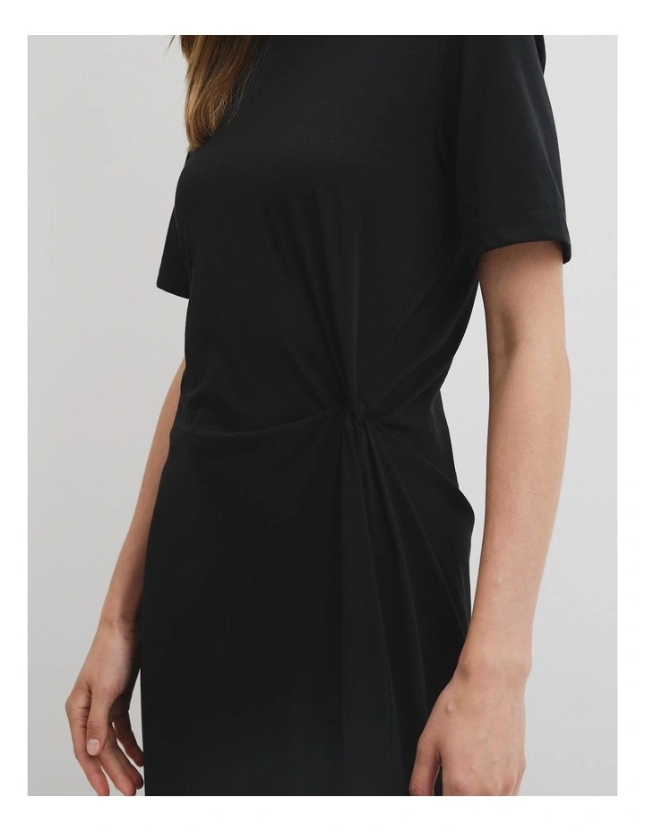 Twist Jersey Dress in Black image 3